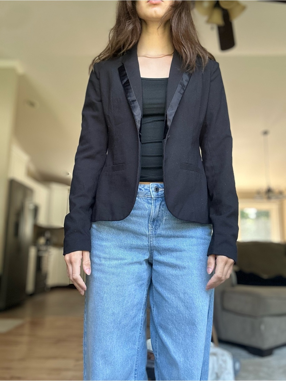 Black Women's Tailored Blazer - Classic Open Front